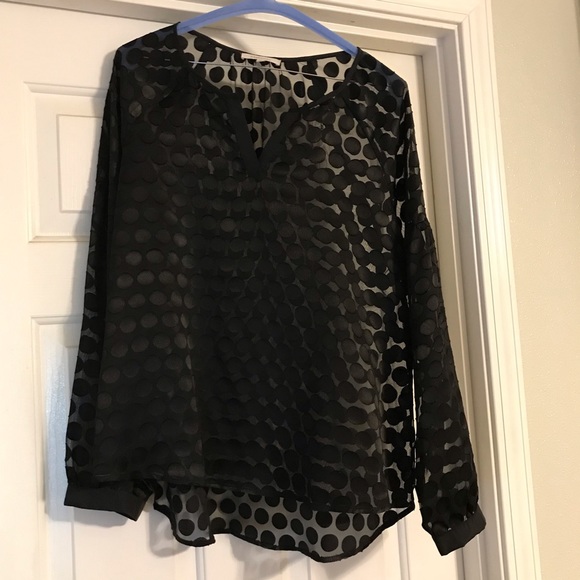 🌸 41 Hawthorn Sheer V-Neck Black Blouse - Picture 4 of 4